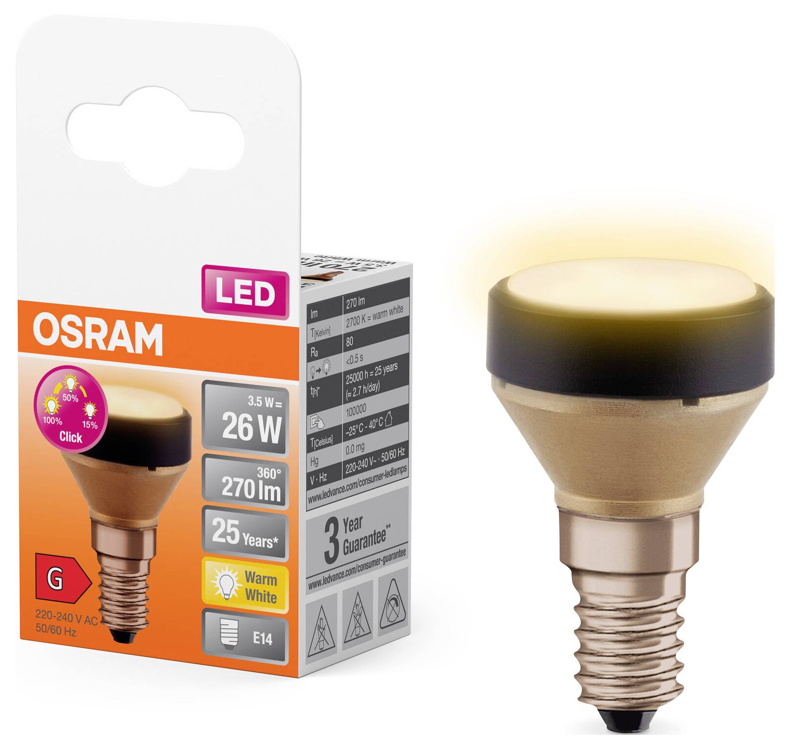 OSRAM HOMELIGHTING 4099854356834 LED EEK G (A - G) E14 3.5W = 26W Warmweiß (Ø x L) 35mm x 54mm 1St.