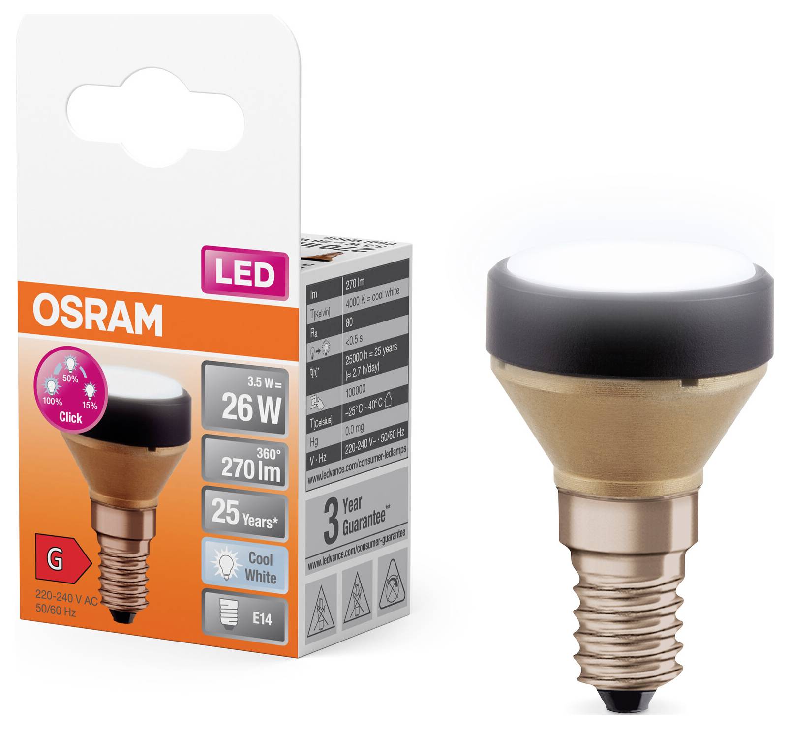 OSRAM HOMELIGHTING 4099854356865 LED EEK G (A - G) E14 3.5W = 26W Kaltweiß (Ø x L) 35mm x 54mm 1St.