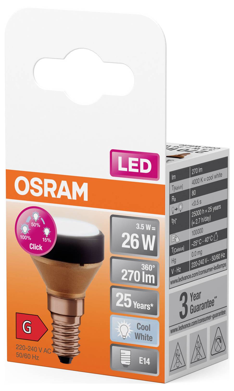 OSRAM HOMELIGHTING 4099854356865 LED EEK G (A - G) E14 3.5W = 26W Kaltweiß (Ø x L) 35mm x 54mm 1St.