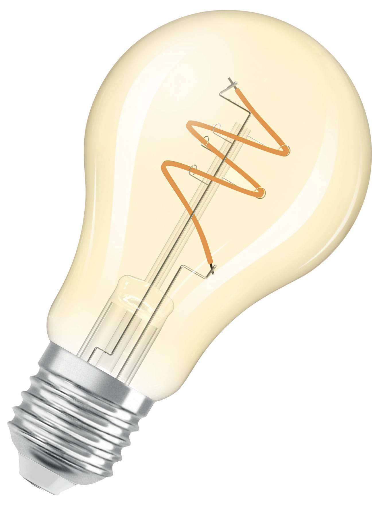 Eine eingeschaltete Glühbirne mit sichtbarem Glühdraht leuchtet, symbolisiert Idee oder Kreativität.