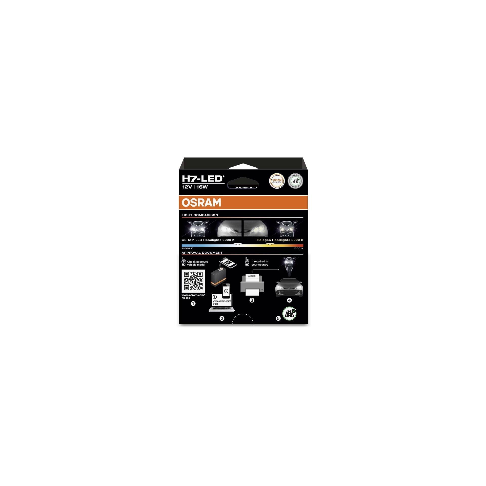 Osram Automotive 64210DWNBSP-2HB LED Leuchtmittel Night Breaker® LED H7 16W 12V