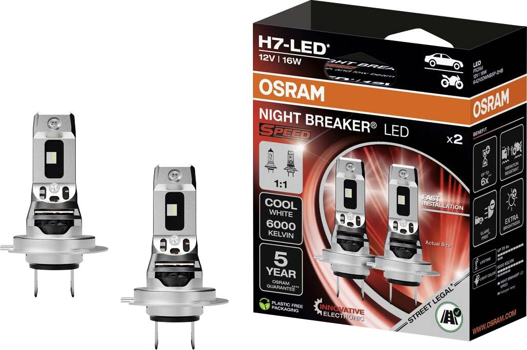 Osram Automotive 64210DWNBSP-2HB LED Leuchtmittel Night Breaker® LED H7 16W 12V