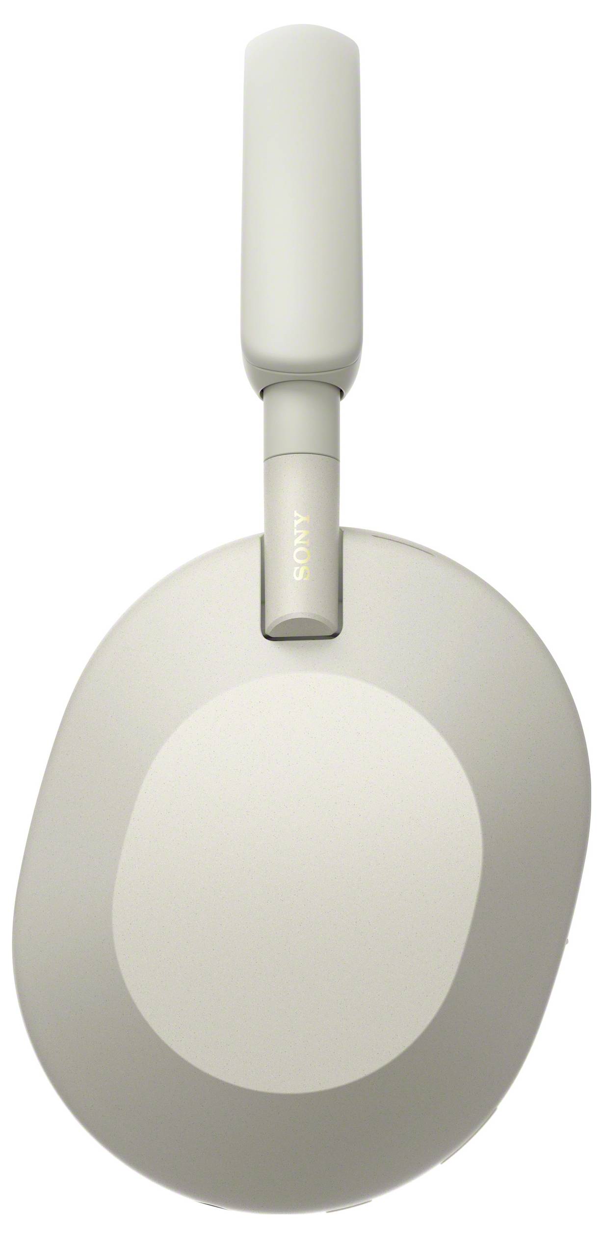 Ein grauer Over-Ear-Kopfhörer in minimalistischer Ausführung mit markantem, ovalem Ohrmuschel-Design.