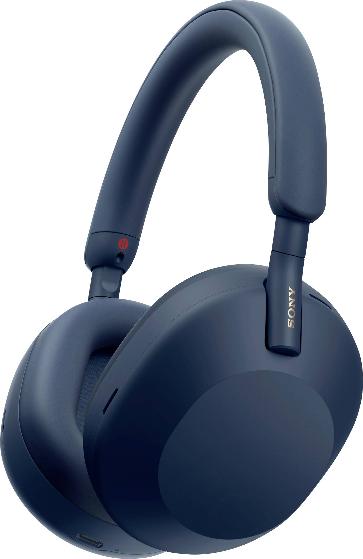 Kopfhörer in Blau mit geschlossener Bauweise und breitem Bügel, geeignet für Musik und Telefonate.