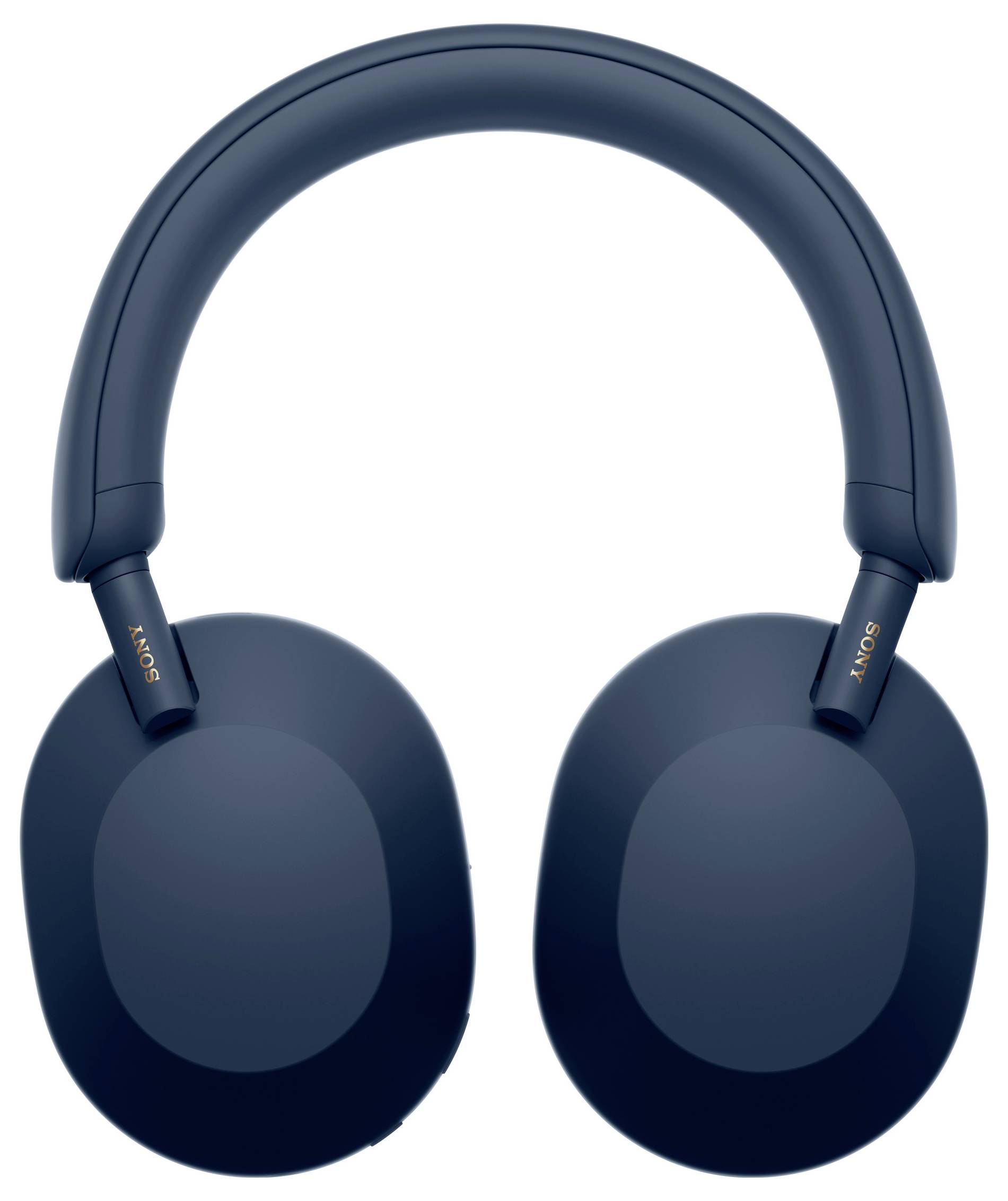 Dunkelblaue Over-Ear-Kopfhörer mit geschlossenen Ohrmuscheln und verstellbarem Bügel. Design modern und minimalistisch.