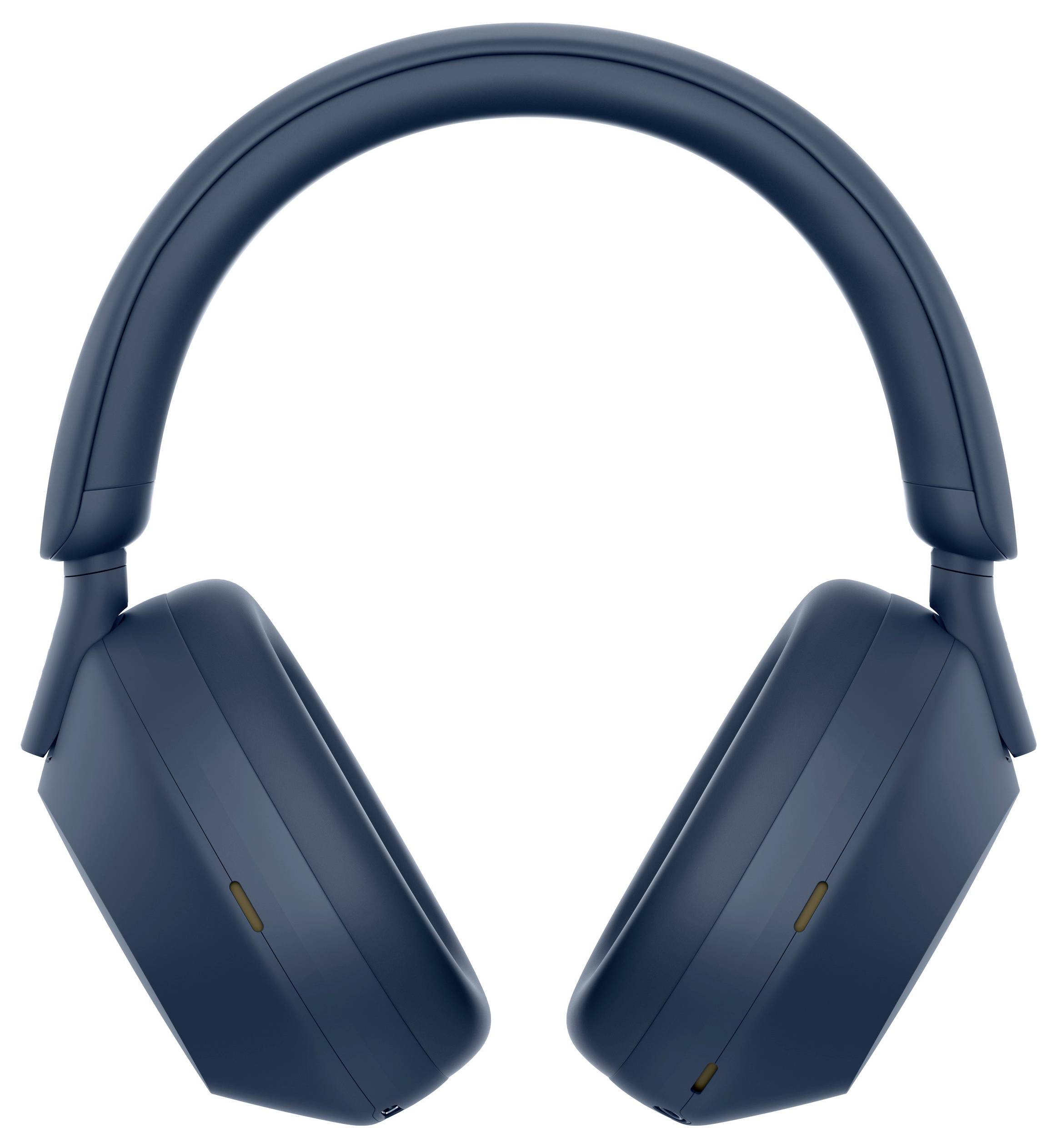 Dunkelblaue kabellose Over-Ear-Kopfhörer mit gepolsterten Ohrmuscheln und Bügel, für Musik und Anrufe geeignet.