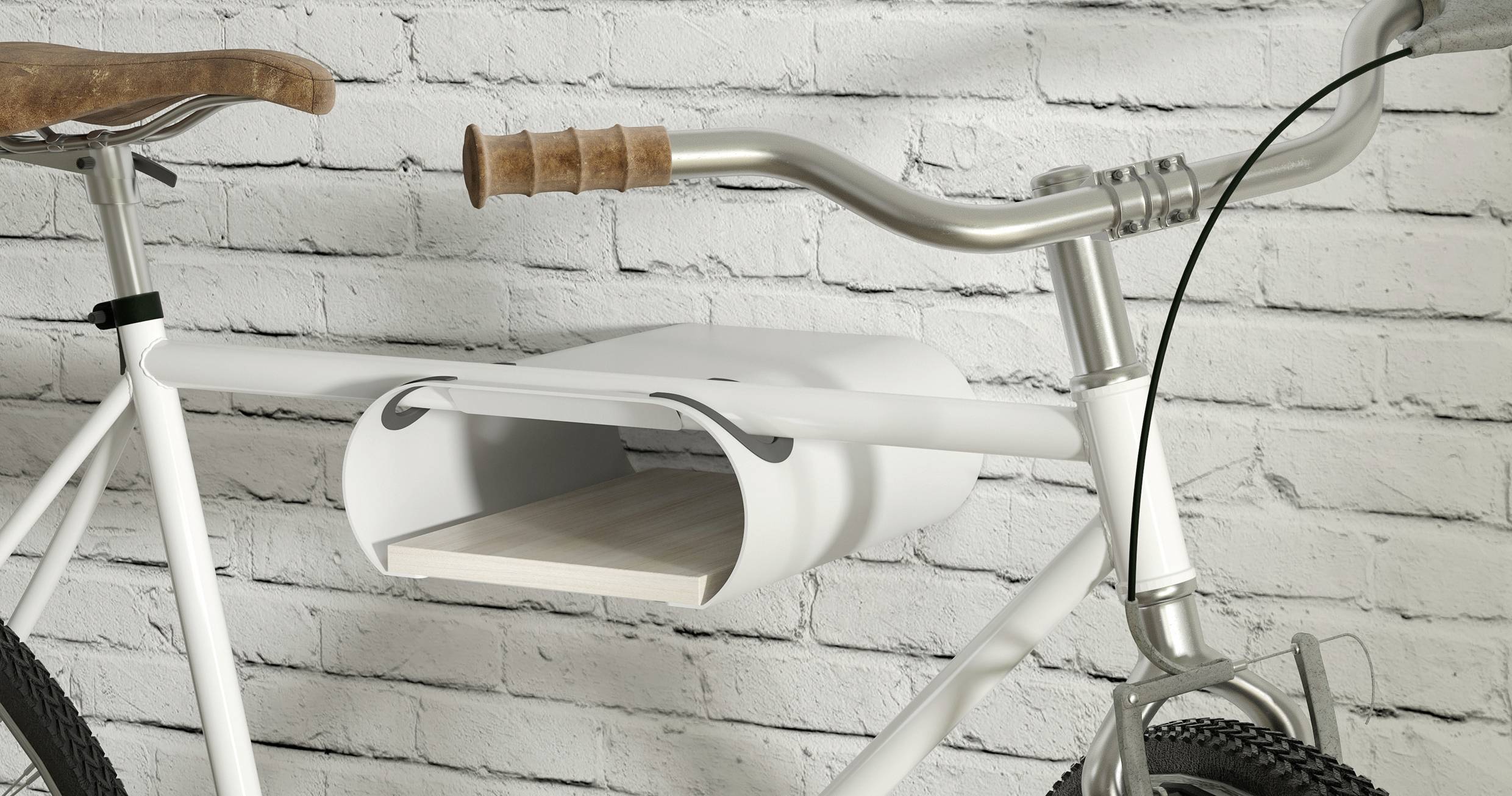 Elevar LBM-01 Fahrradwandhalter Anzahl Einstellplätze=1 Stahl, PVC, Silikon, MDF Weiß, Grau