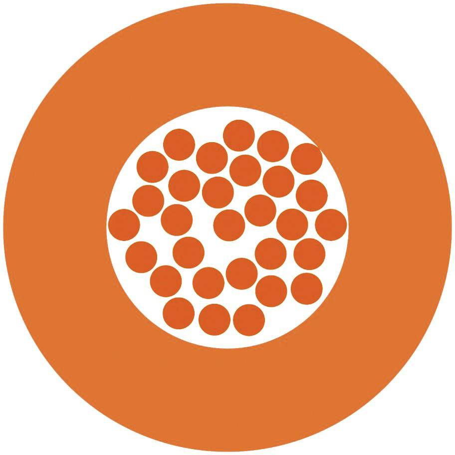 Ein oranges Symbol mit einem weißen Kreis in der Mitte, gefüllt mit mehreren kleineren orangefarbenen Punkten.
