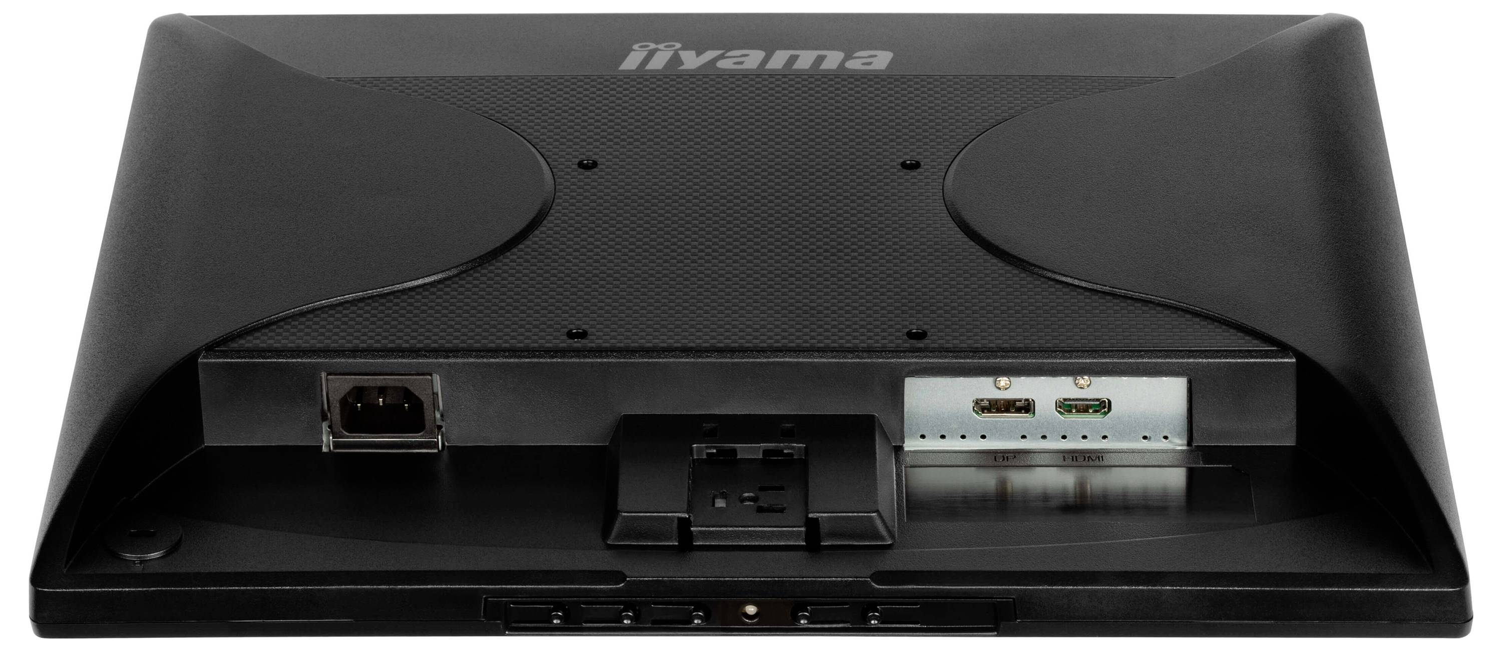 Der Bildschirmrücken zeigt mehrere Anschlüsse, darunter HDMI und DisplayPort, und das Markenlogo oben.