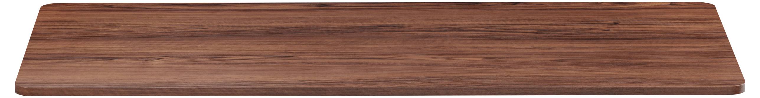 Rechteckiges Schneidebrett aus dunkelbraunem Holz mit glatter Oberfläche.