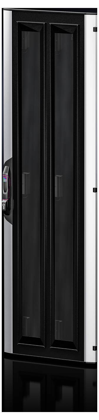 Schwarzer 3D-Scanner in kabinenförmigem Gehäuse mit Sichtfenstern und Steuerelementen an der Seite.