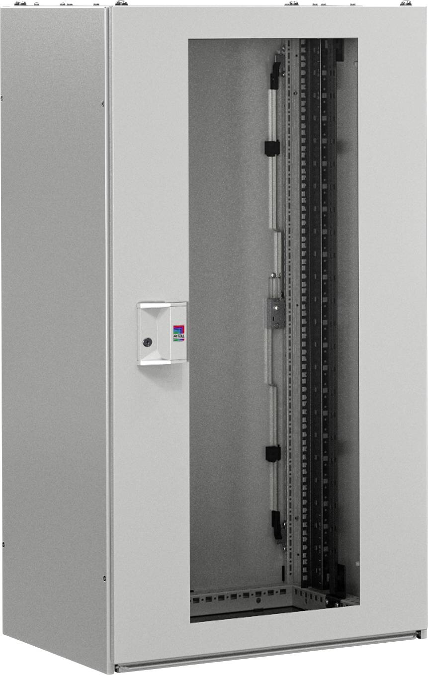 Ein weißer Server- oder Netzwerkschrank mit Glastür, geeignet zur Aufbewahrung von elektronischer Ausrüstung.