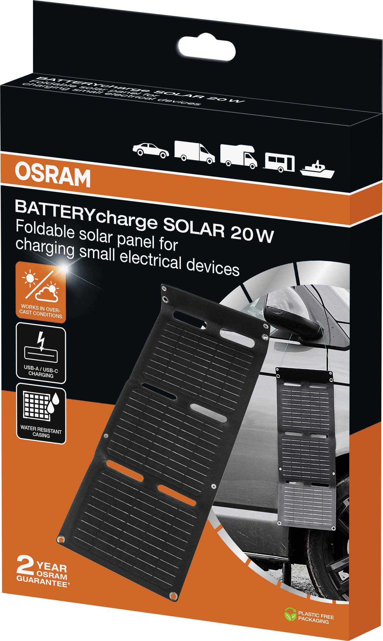 Osram Automotive BATTERYcharge SOLAR 20W INCL. USB Monokristallines Solarmodul 20W 5V