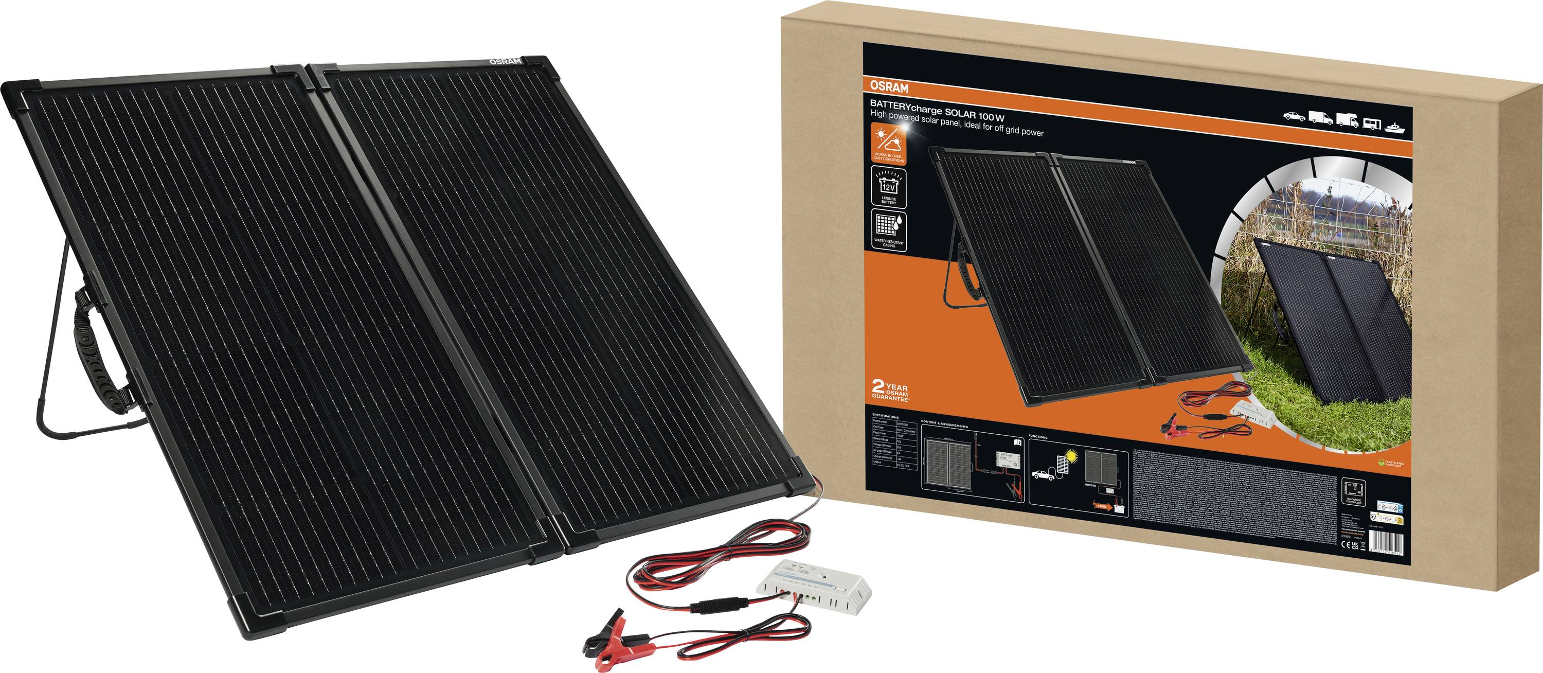 Osram Automotive BATTERYcharge SOLAR 100W Monokristallines Solarmodul 100W 12 V, 5V