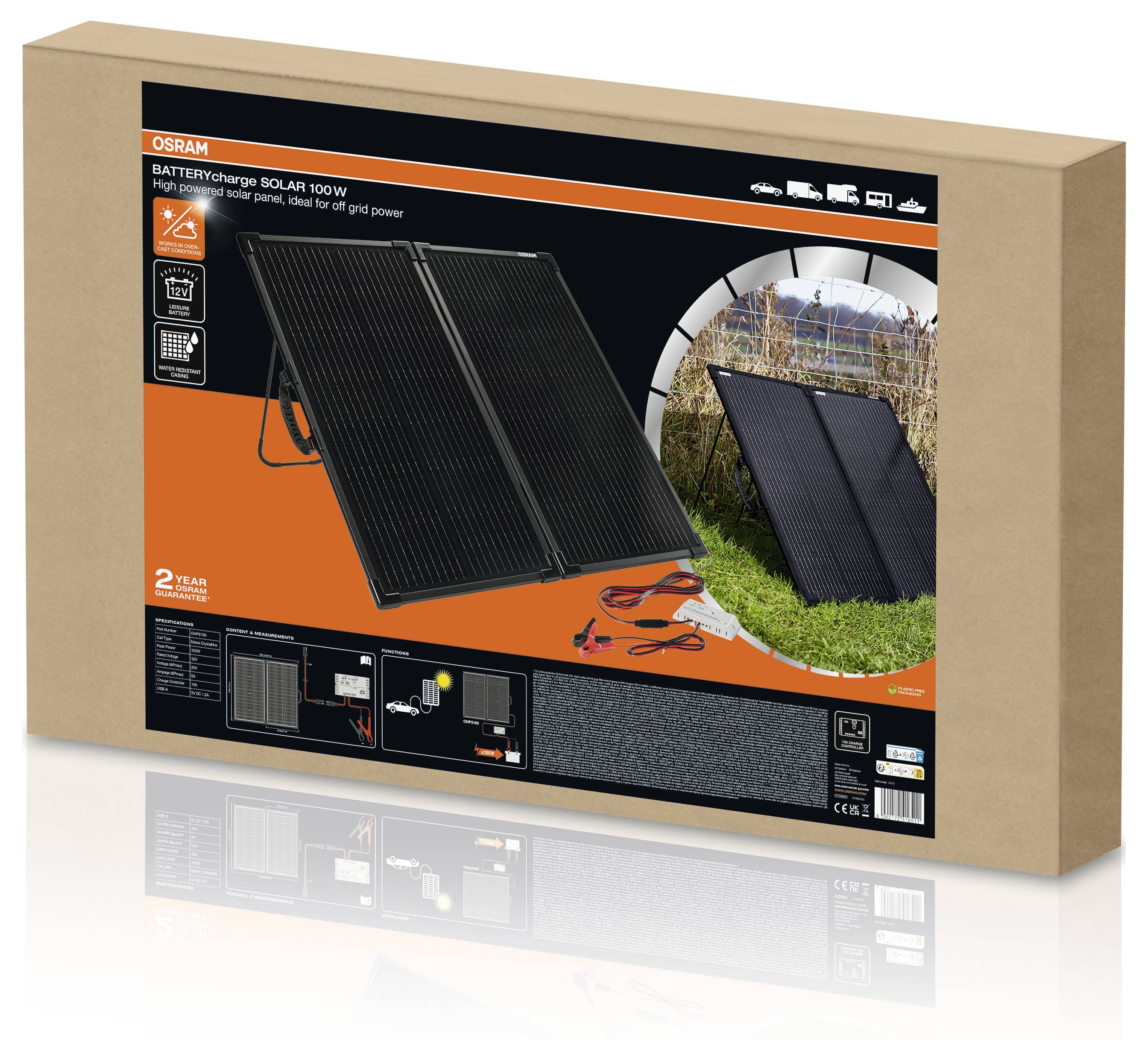Osram Automotive BATTERYcharge SOLAR 100W Monokristallines Solarmodul 100W 12 V, 5V