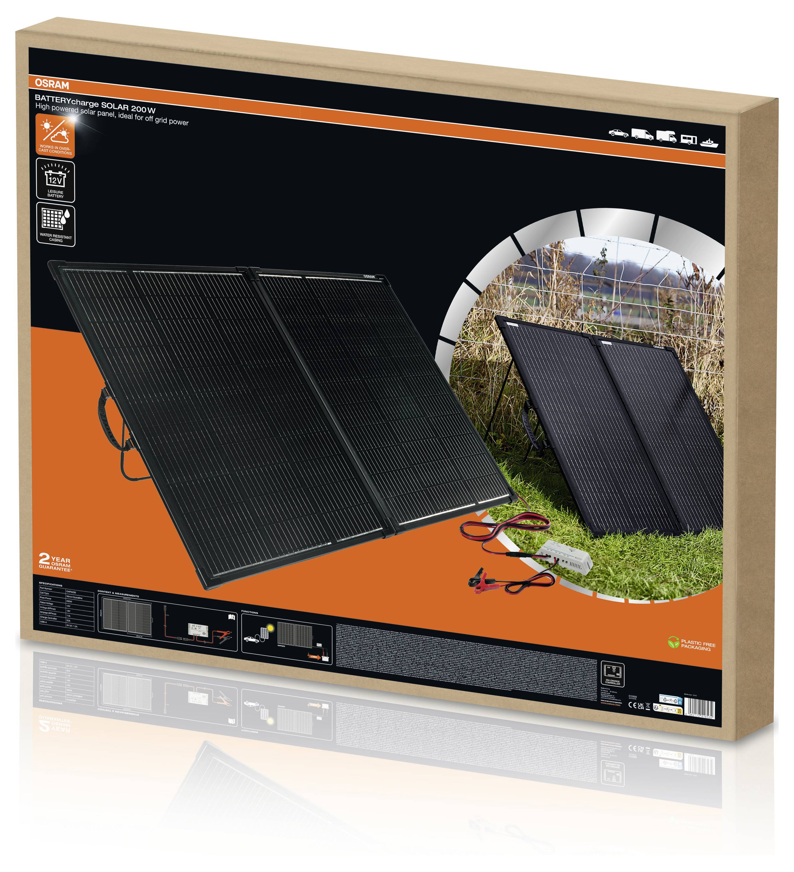 Osram Automotive BATTERYcharge SOLAR 200W Monokristallines Solarmodul 200W 12 V, 5V