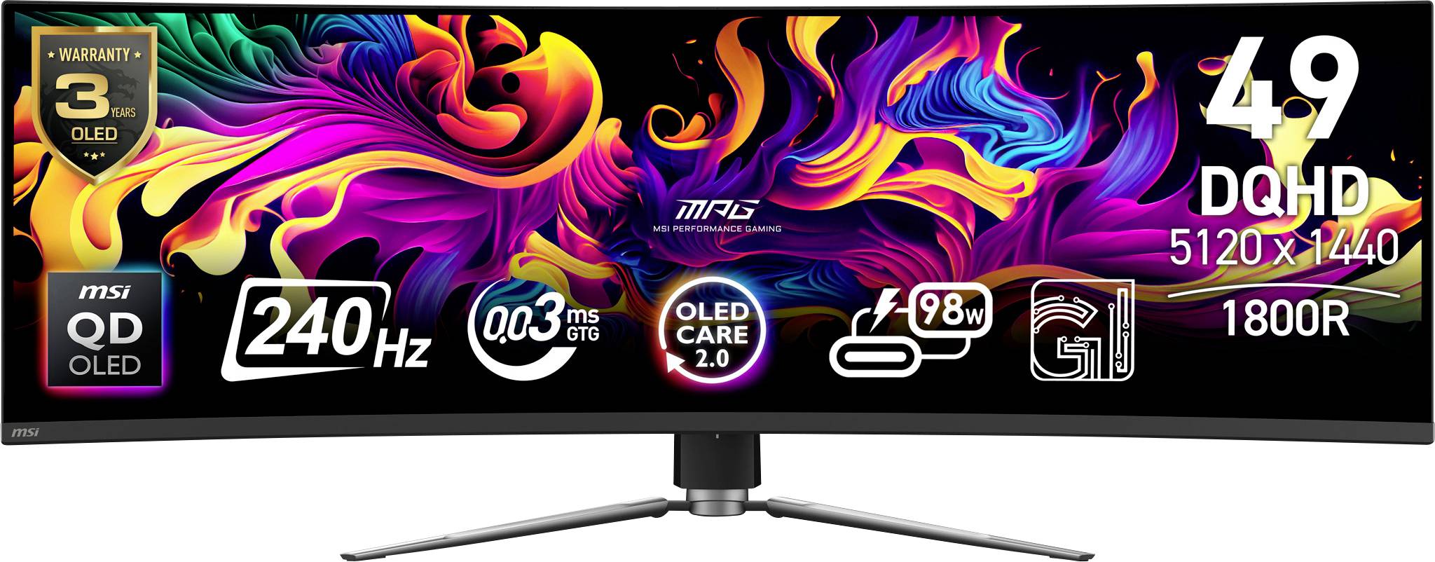 MSI 9S6-3FA84T-020 Gaming Monitor EEK G (A - G) 124.5 cm (49 Zoll) 32:9 0.03 ms DisplayPort, USB, HDMI®