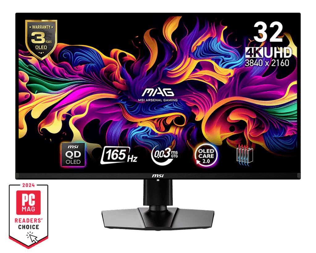 MSI 9S6-3DD39T-025 Gaming Monitor EEK G (A - G) 80 cm (31.5 Zoll) 3840 x 2160 Pixel 16:9 0.03 ms HDMI® 2.1, DisplayPort, USB-C® (DP Alt Mode), Kopf