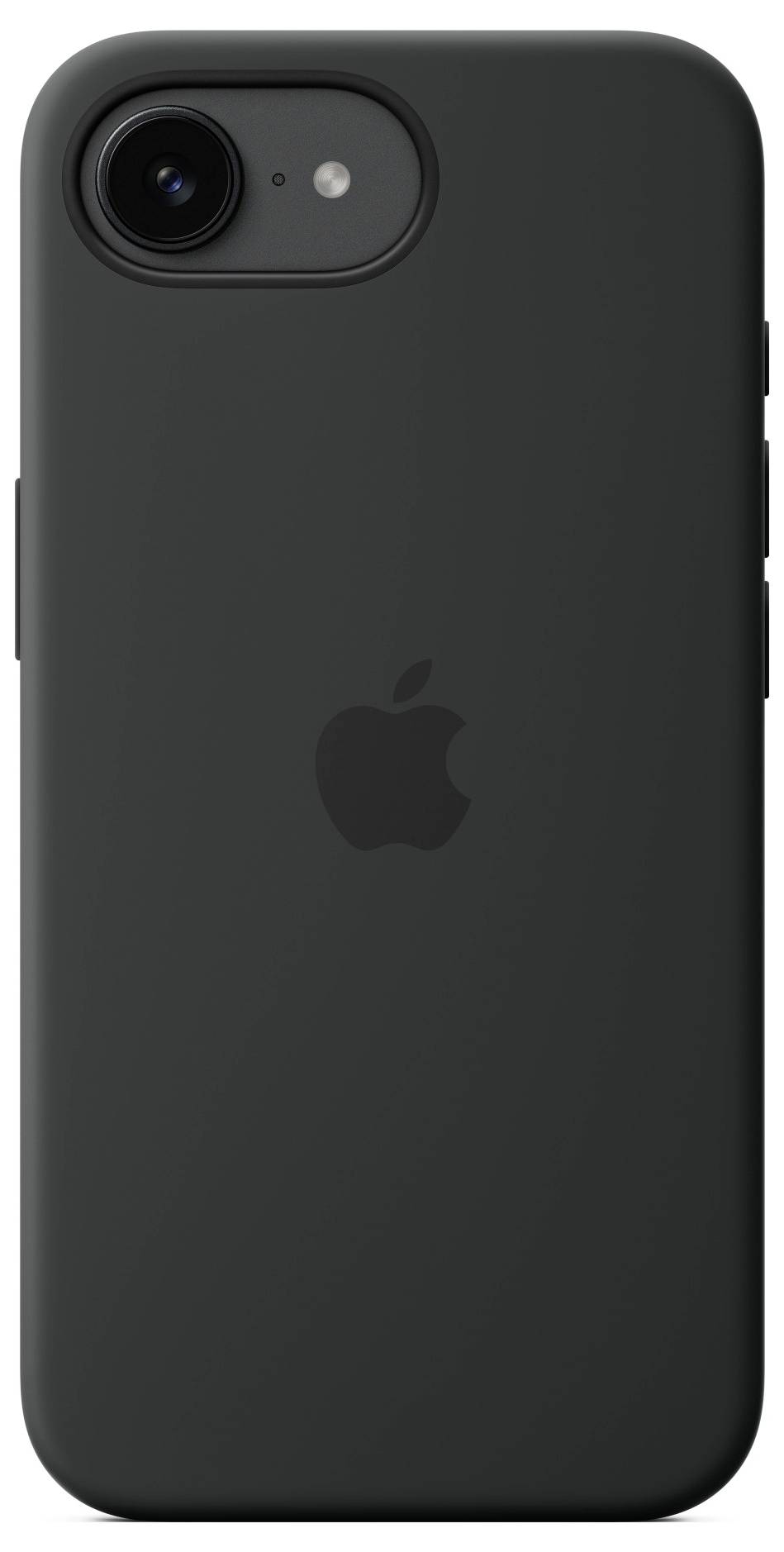 Ein schwarzes Smartphone mit einem glatten, minimalistischen Design und einer Kamera in der oberen linken Ecke der Rückseite.