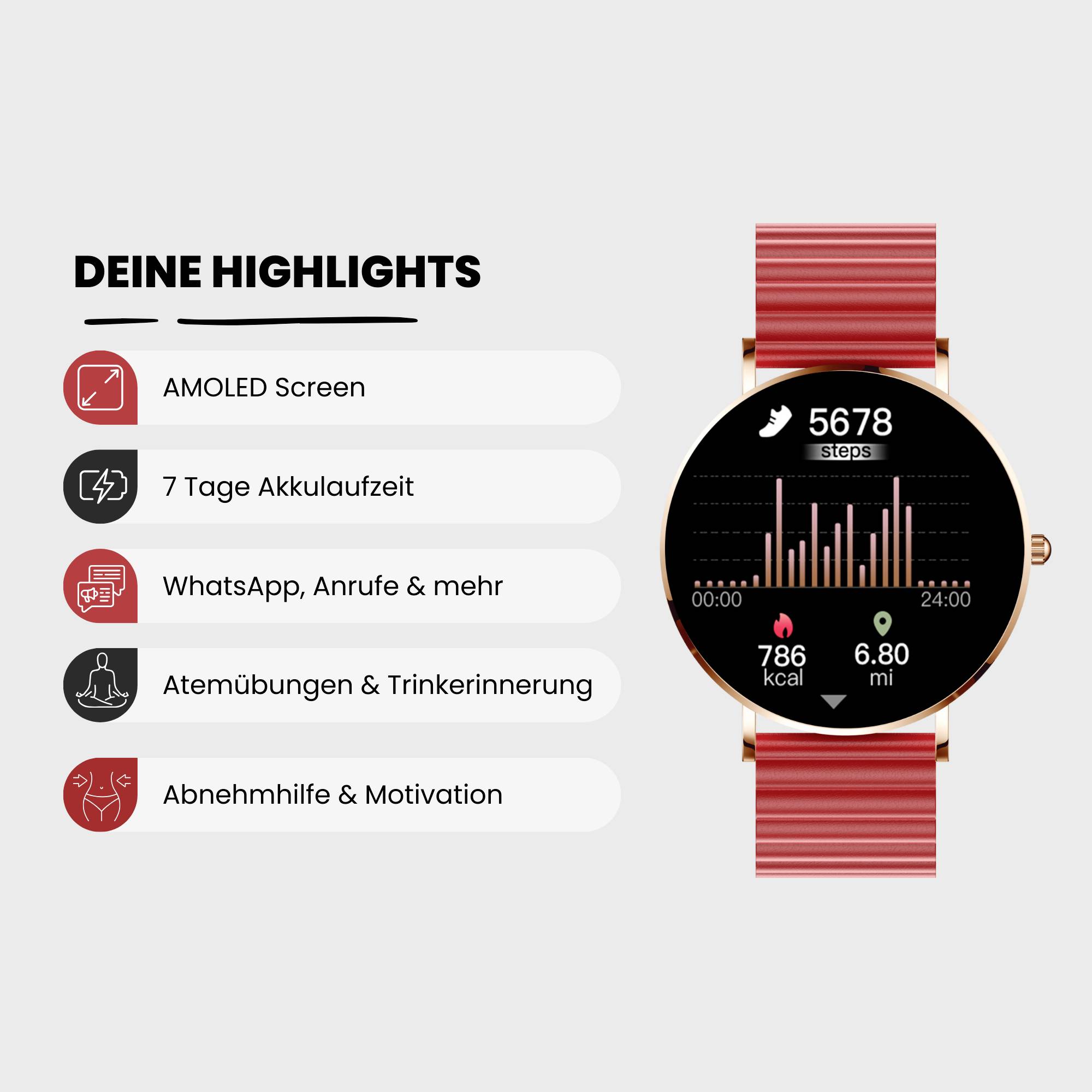 XCOAST SIONA 2 Smartwatch Rot
