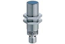Ein zylindrischer Metallzylinder mit Schraubgewinde und blauer Oberseite. Der Aufdruck 'CONTRINEX DW-AS-503' ist sichtbar.
