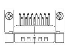 Schemazeichnung eines elektronischen Steckverbinders mit mehreren Pins, der zur Verbindung von Schaltkreisen verwendet wird.