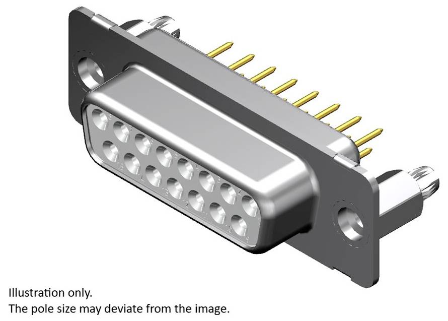 Ein D-Sub-Stecker mit 13 Stiften. Hinweis: Abbildung dient nur zu Illustrationszwecken. Polgröße kann abweichen.
