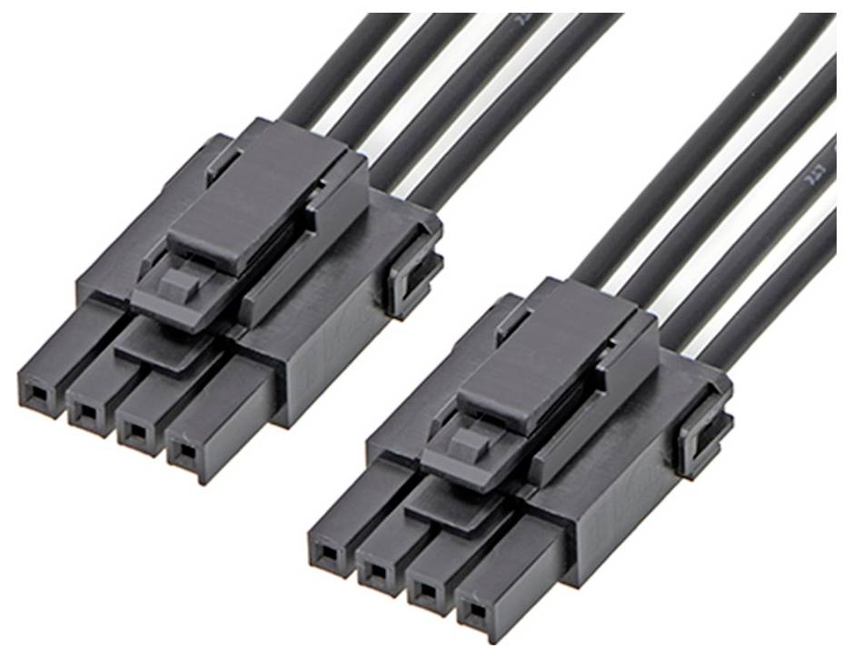 Schwarzes ATX 4-poliges Mainboard-Stromkabel, bestehend aus zwei Steckverbindern mit jeweils vier Pins, geeignet für PC-Netzteile.