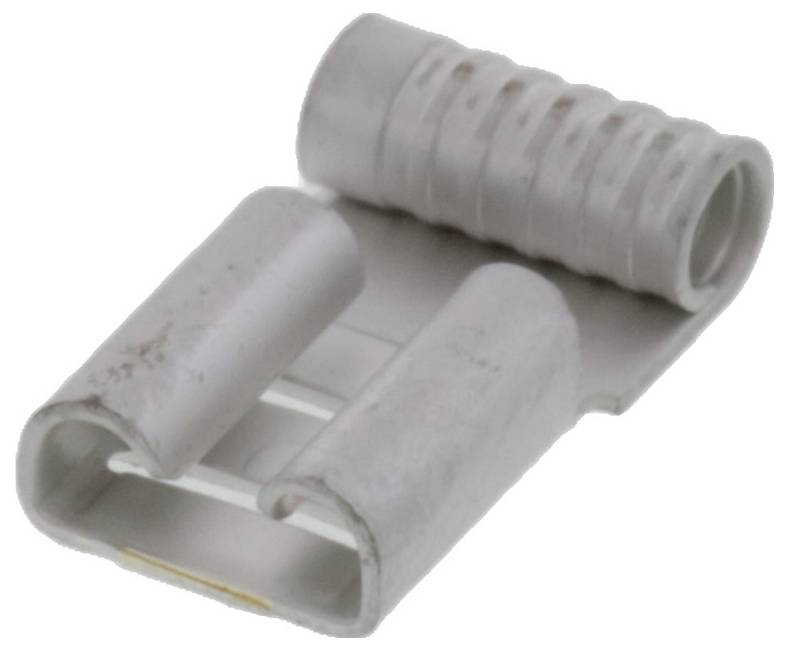 Metallverbinder mit zwei Röhren und geriffelter Oberfläche. Verbindet elektrische Leitungen.