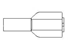 Technische Zeichnung eines zylindrischen Bauteils mit unterschiedlichen Durchmessern, seitliche Ansicht.