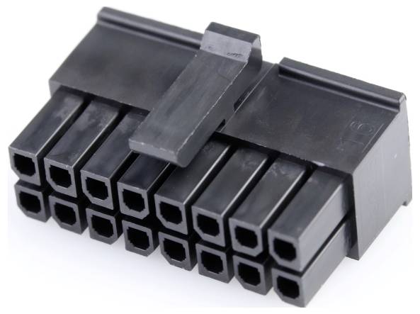 Abbildung eines schwarzen 24-poligen ATX-Steckers, typisch für die Stromversorgung von Mainboards in Computern.