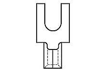 Diagramm zeigt ein technisches Bauteil mit einem U-förmigen oberen Teil und einem rechteckigen unteren Ansatz.