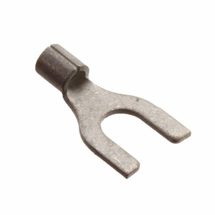 Ein Metall-Gabelklemmanschluss mit offener Ausführung, verwendet für sichere Verdrahtungsverbindungen.