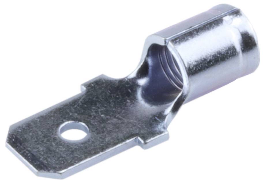 Metallische Kabelschuhklemme mit rundem Loch für elektrische Verbindungen.