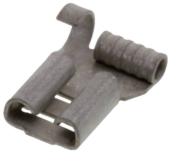 Ein Metallclip mit zwei gebogenen Enden und einer gerippten Fläche in der Mitte, wahrscheinlich ein Teil eines größeren Mechanismus.