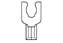 Ein technisches Diagramm zeigt ein U-förmiges Objekt mit einer rechteckigen Basis. Wahrscheinlich eine Halterung oder ein Verbinder.
