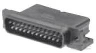 Ein grauer SCSI-Anschlussstecker mit vielen kleinen, nebeneinander angeordneten Kontaktstiften.