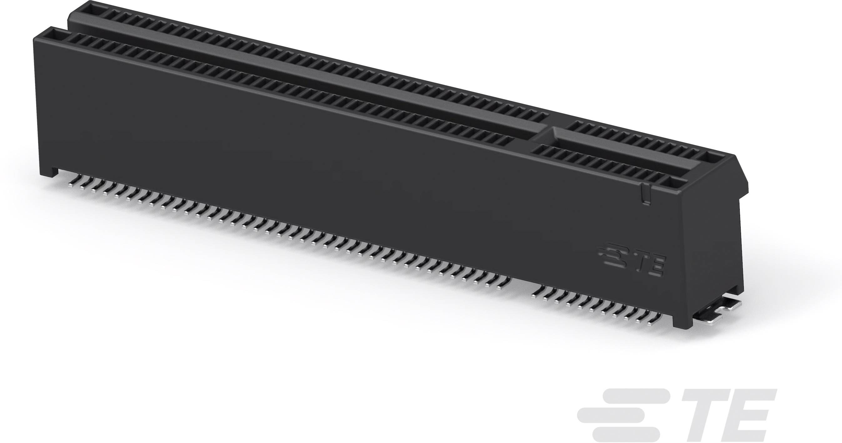 Ein schwarzer elektronischer Steckverbinder mit vielen kleinen Pins, verwendet für industrielle Anwendungen.