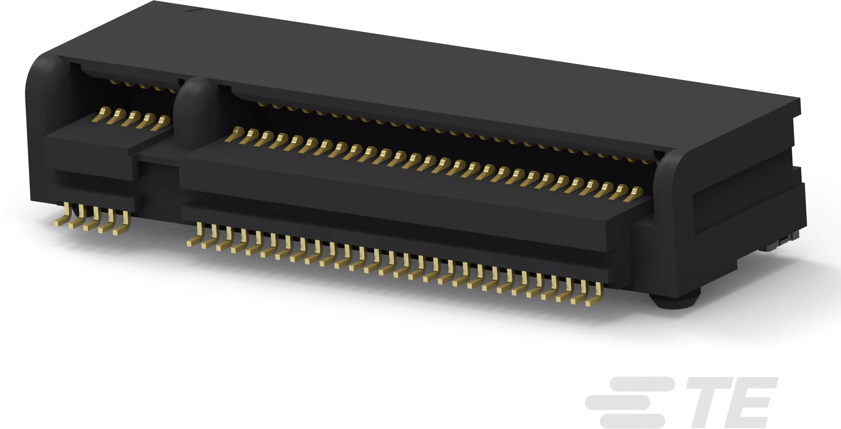 Ein schwarzer elektrischer Steckverbinder mit goldenen Pins. Entworfen für den Einsatz in elektronischen Geräten, bietet er zuverlässige Verbindungen.