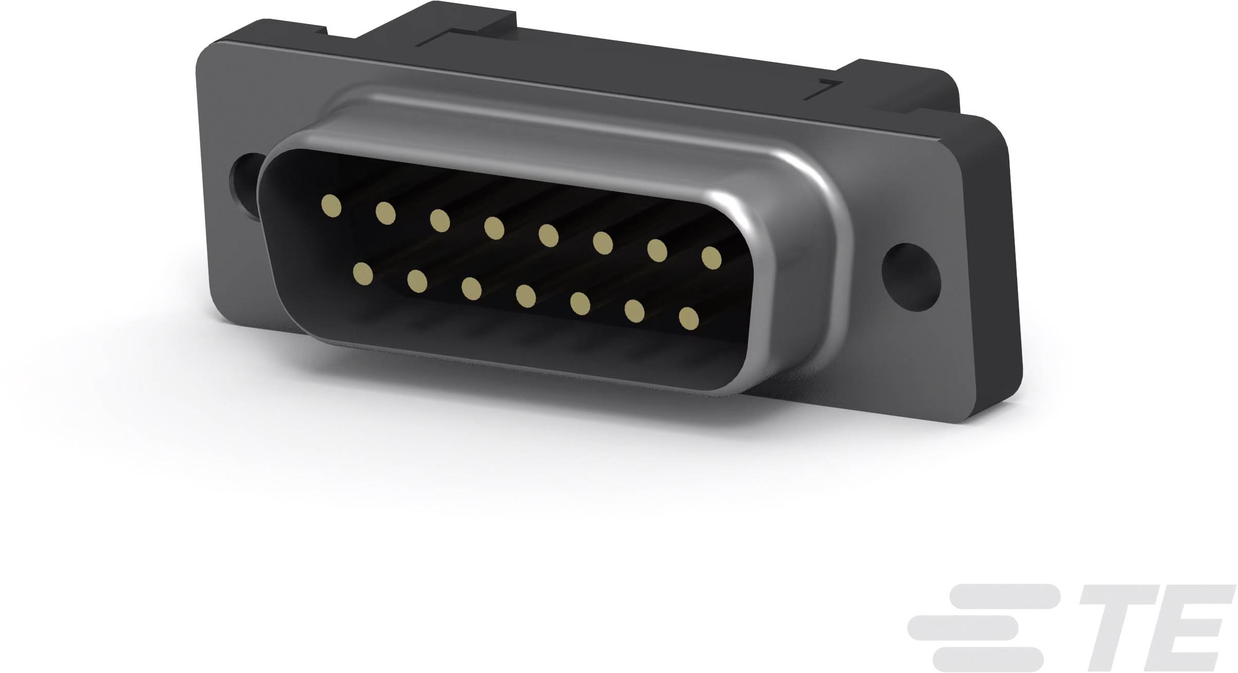 Ein D-Sub-Steckverbinder mit 15 Pins, seitlich montiert. Geeignet für elektronische Verbindungen in Computern und Geräten.