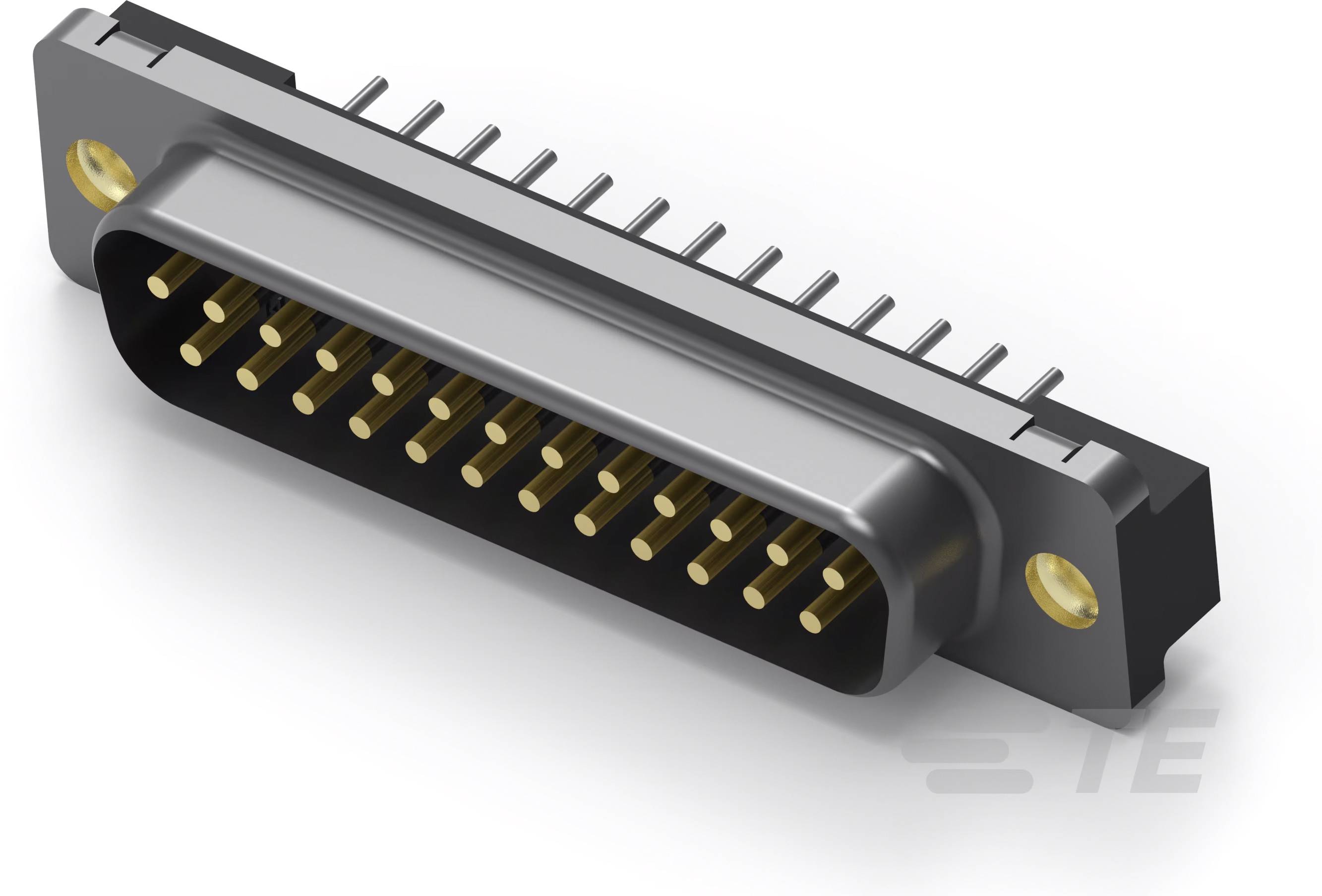 Steckerverbinder mit vielen goldenen Pins und schwarzer Umrandung, wird für elektronische Anschlüsse verwendet.
