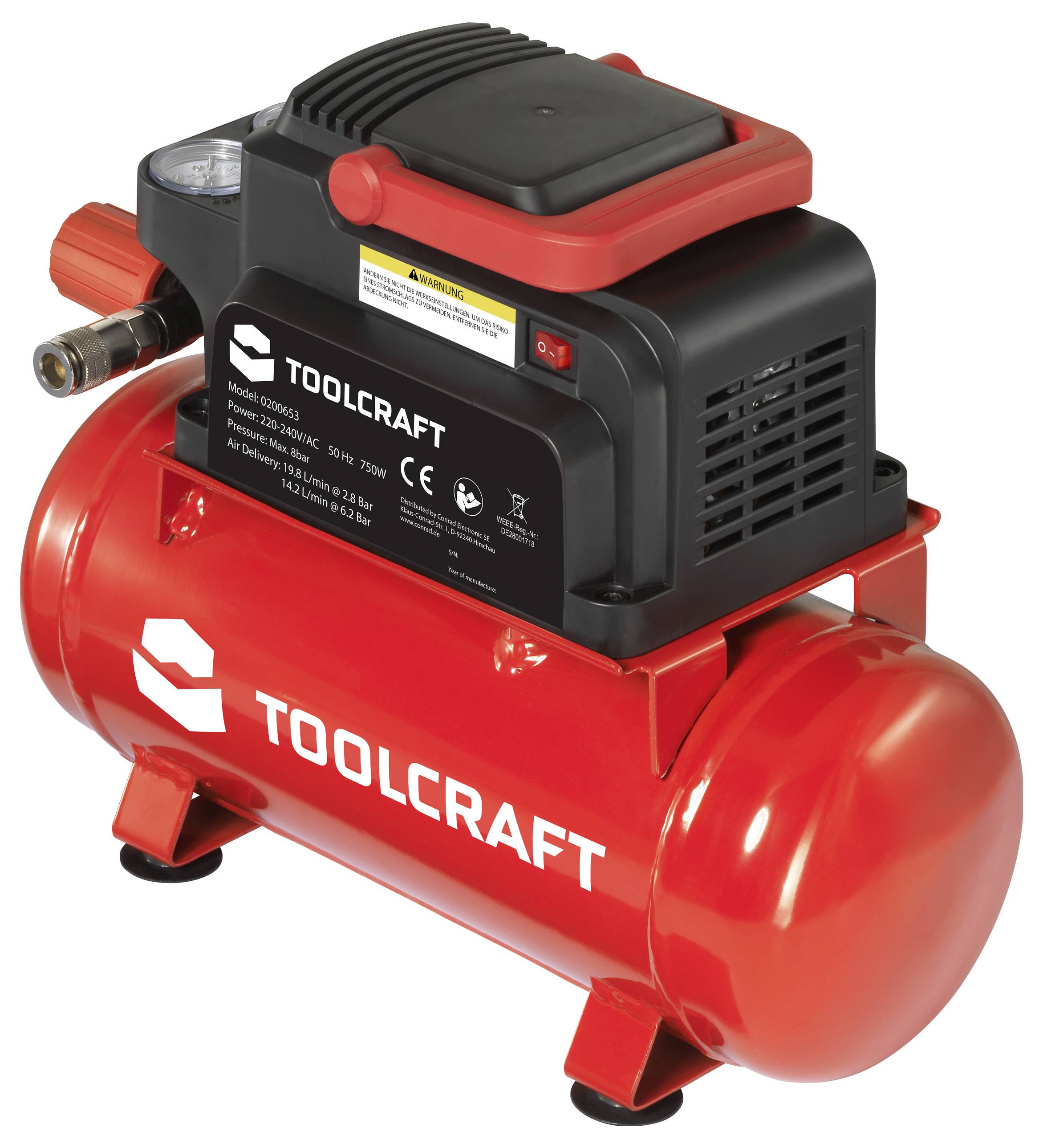 TOOLCRAFT Druckluft-Kompressor 6l 8 bar