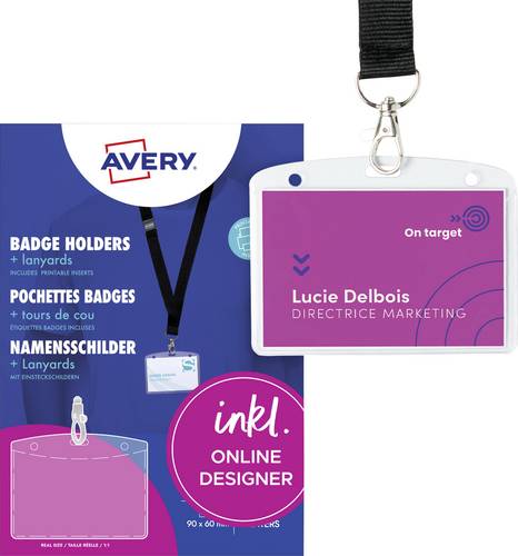 Avery-Zweckform 4825 Namensschild (B x H) 90 mm x 60 mm 10 St.