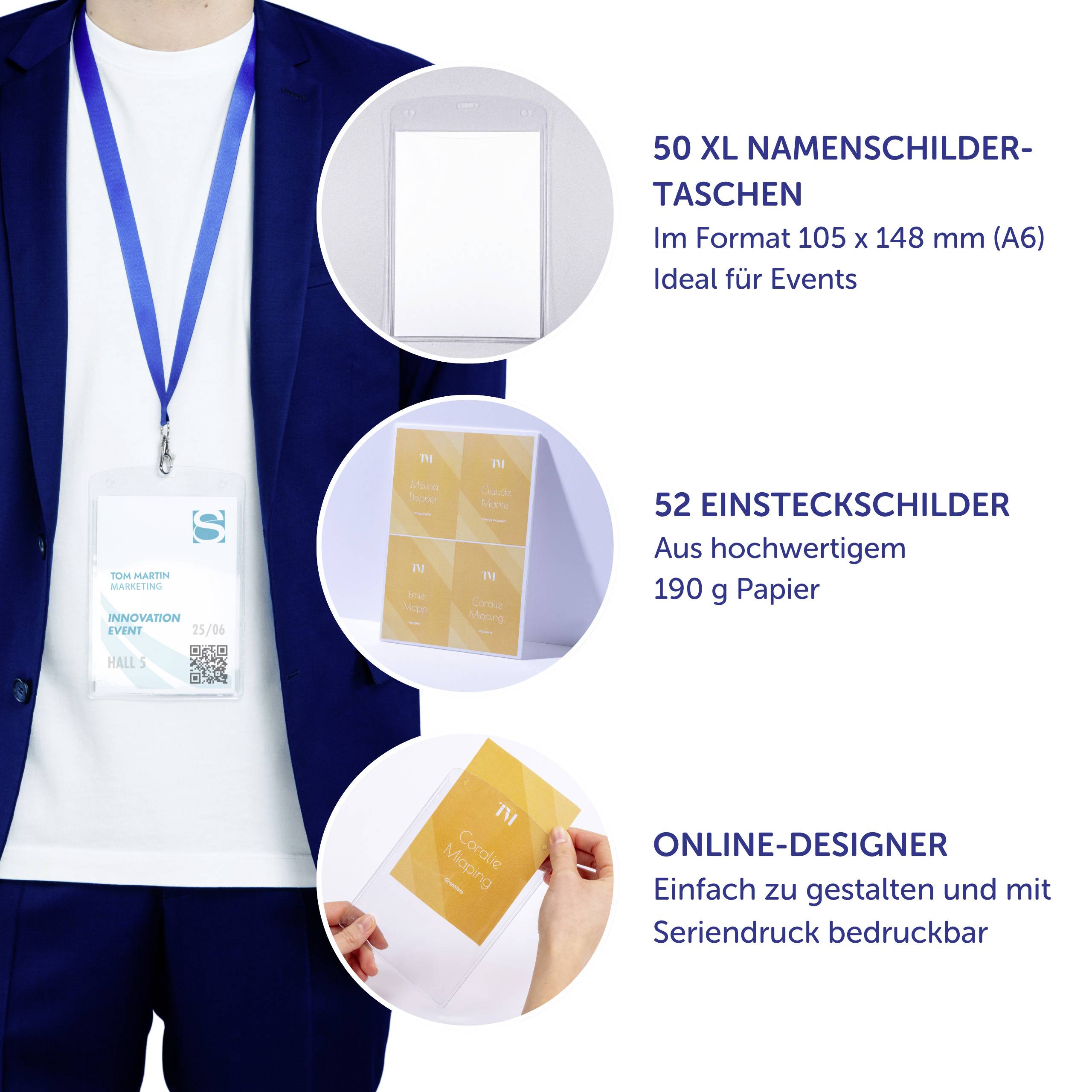 Avery-Zweckform 4834XL Einsteckschild Namensschild (B x H) 148mm x 105mm 50St.