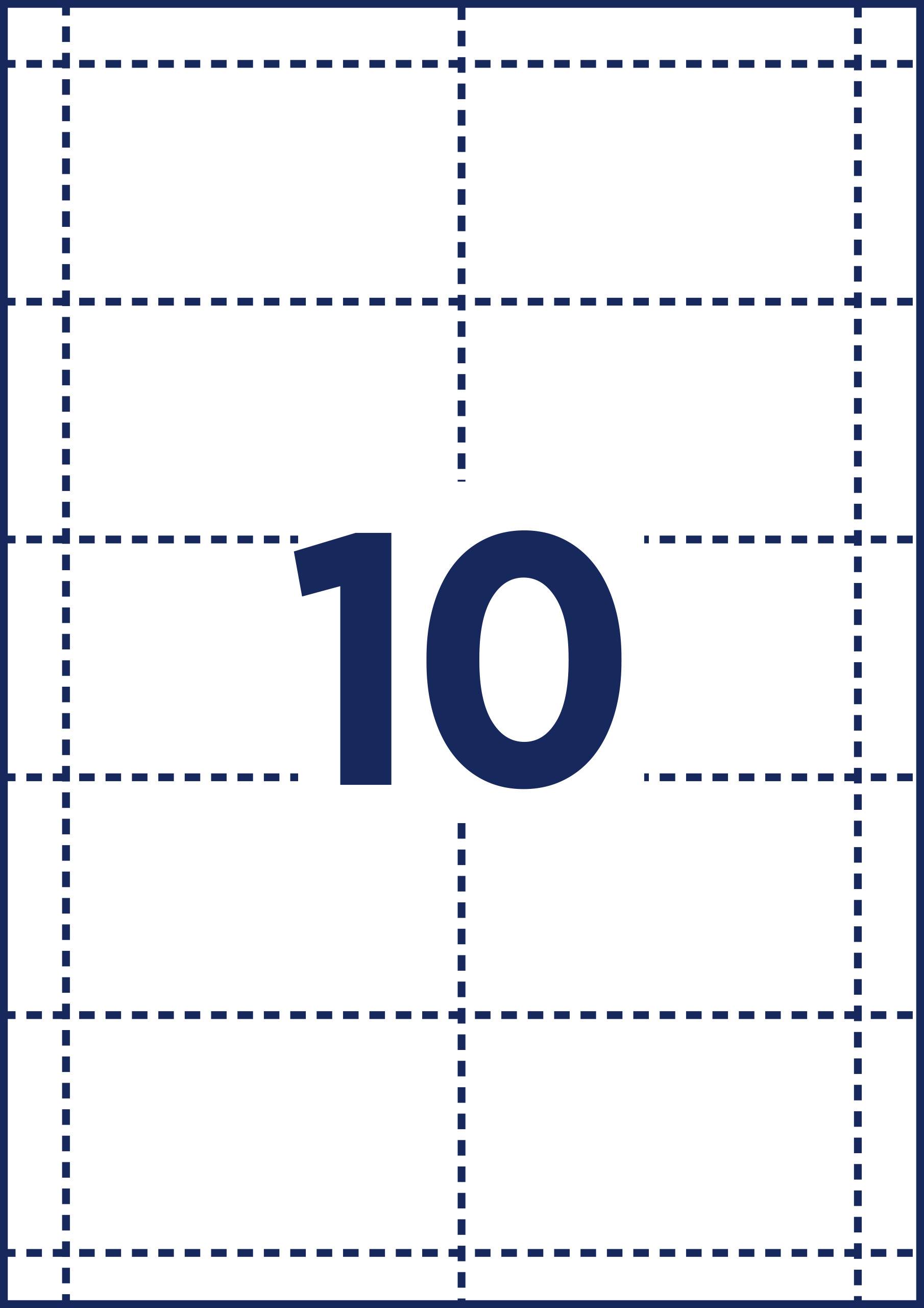 '10' in blauer Schrift auf kariertem Hintergrund.