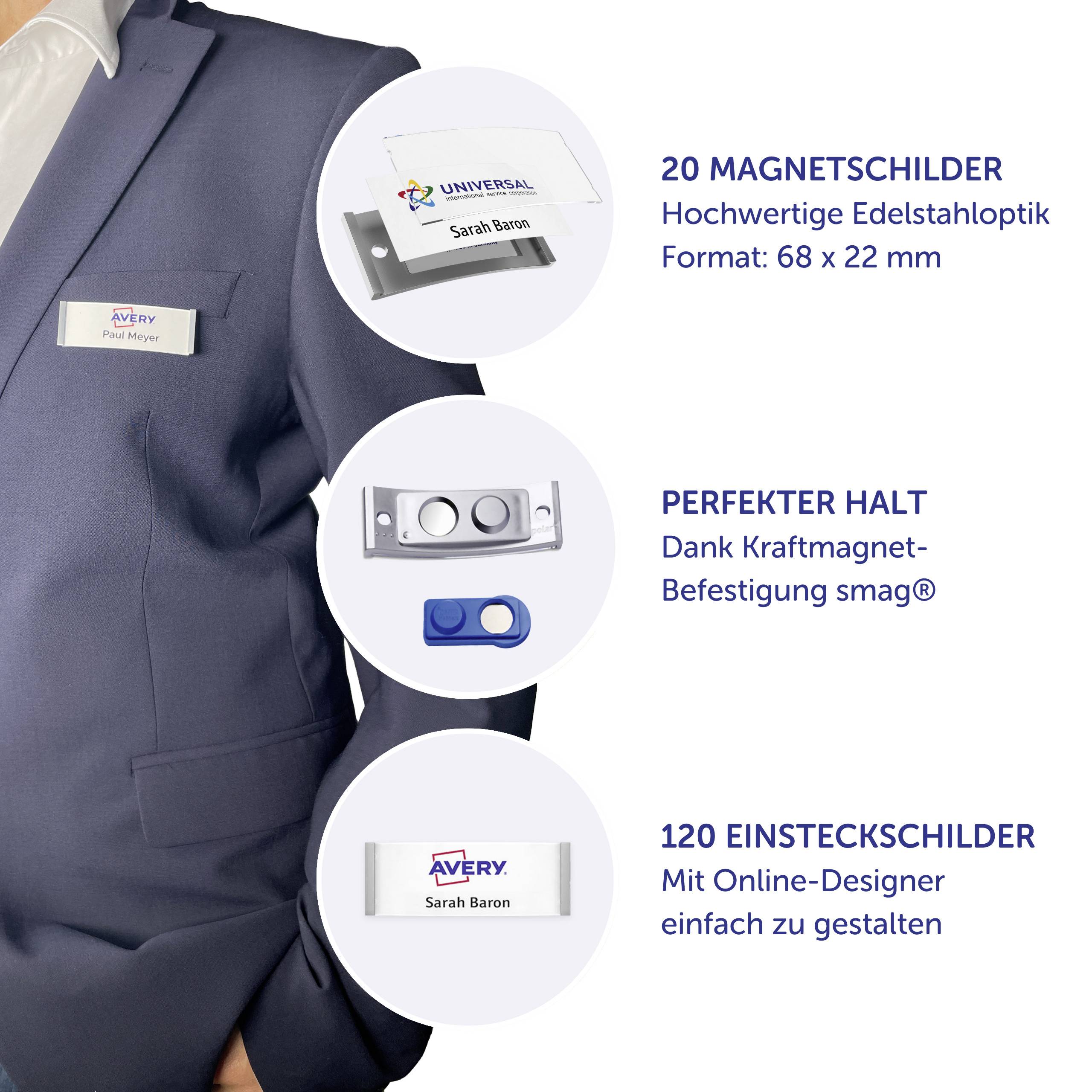 Avery-Zweckform POL20MA66-20DR Namensschild (B x H) 68mm x 22mm 20St.