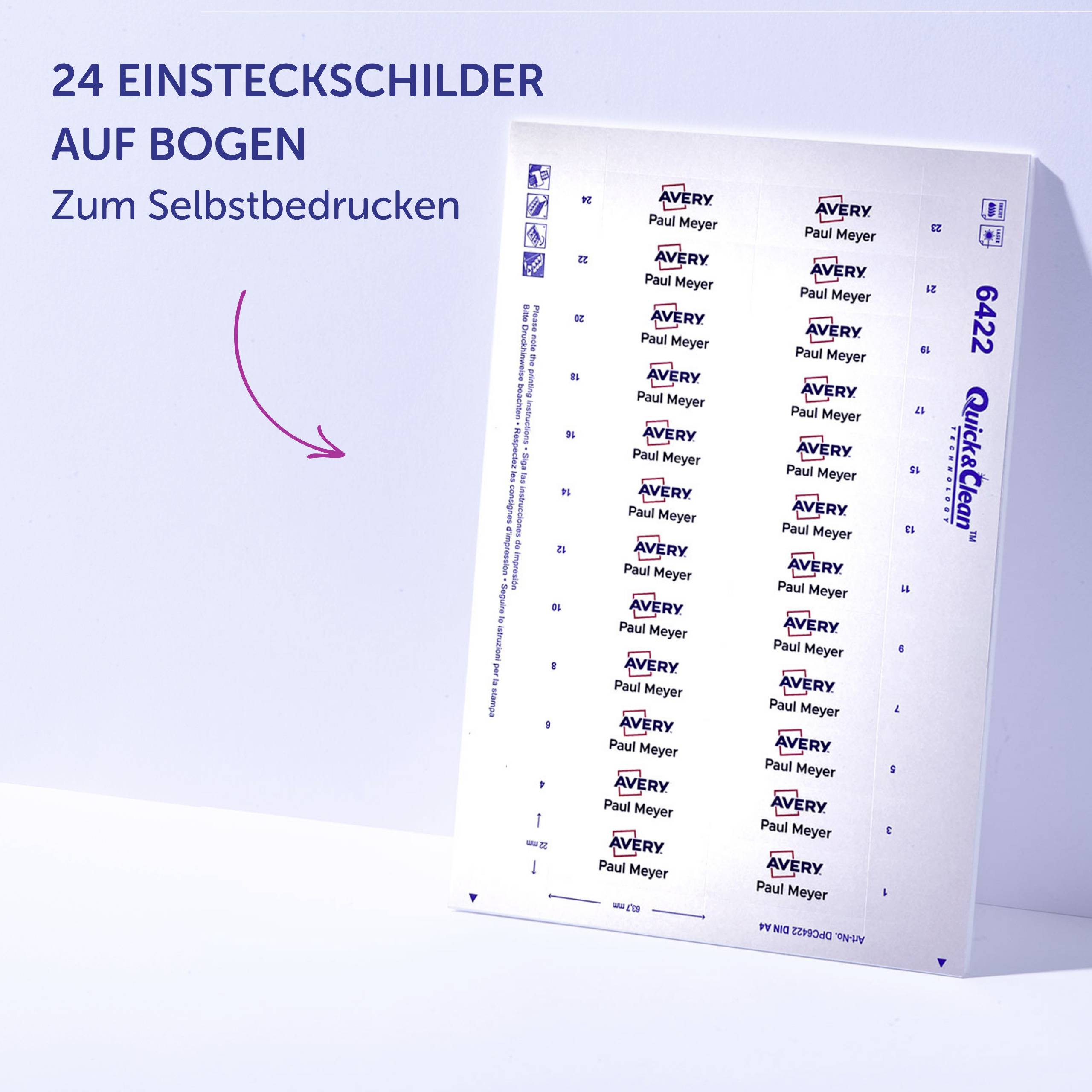 Avery-Zweckform POL20MA66-5DR Namensschild (B x H) 68mm x 22mm 5St.