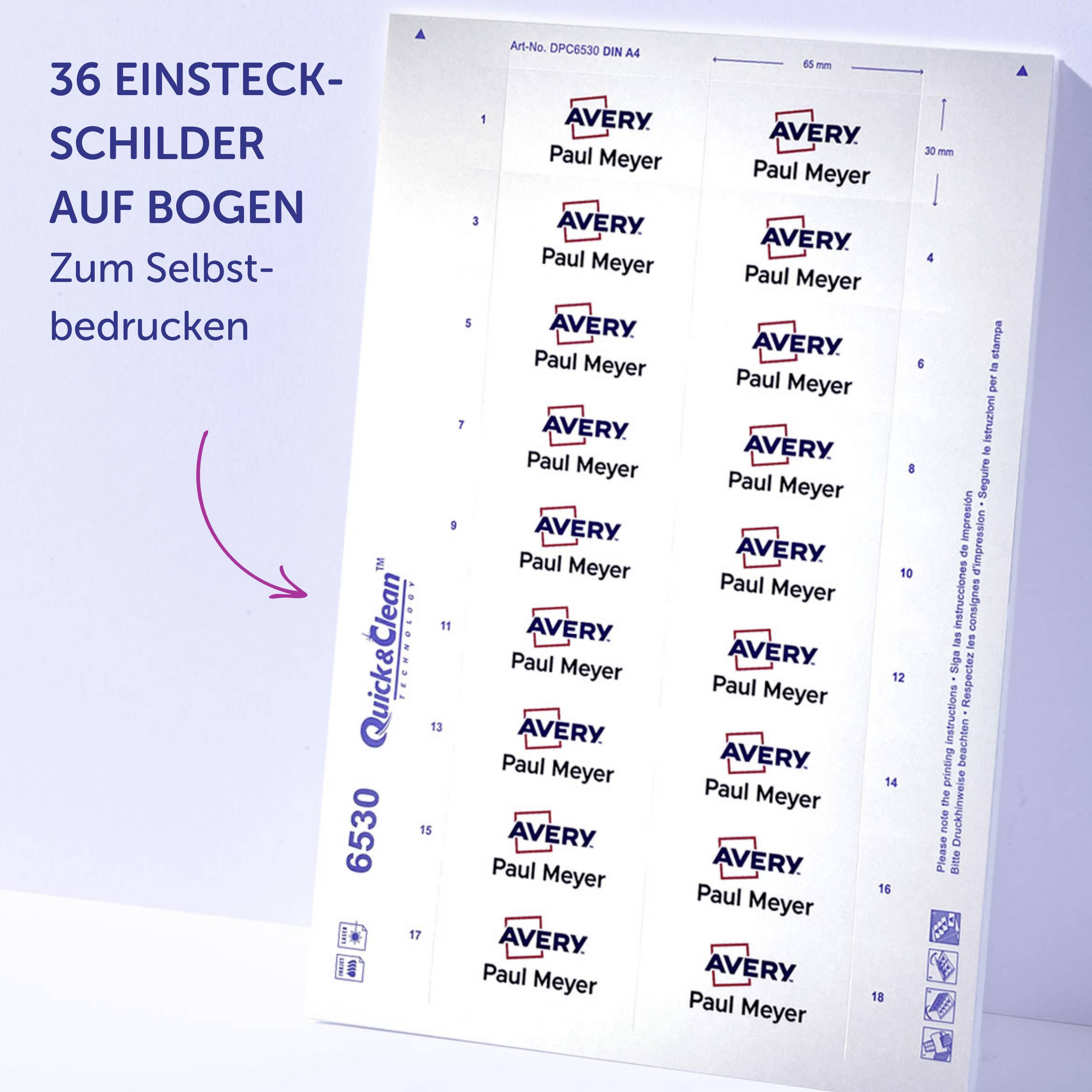 Avery-Zweckform POL30MA02-10DR Namensschild (B x H) 70mm x 30mm 10St.