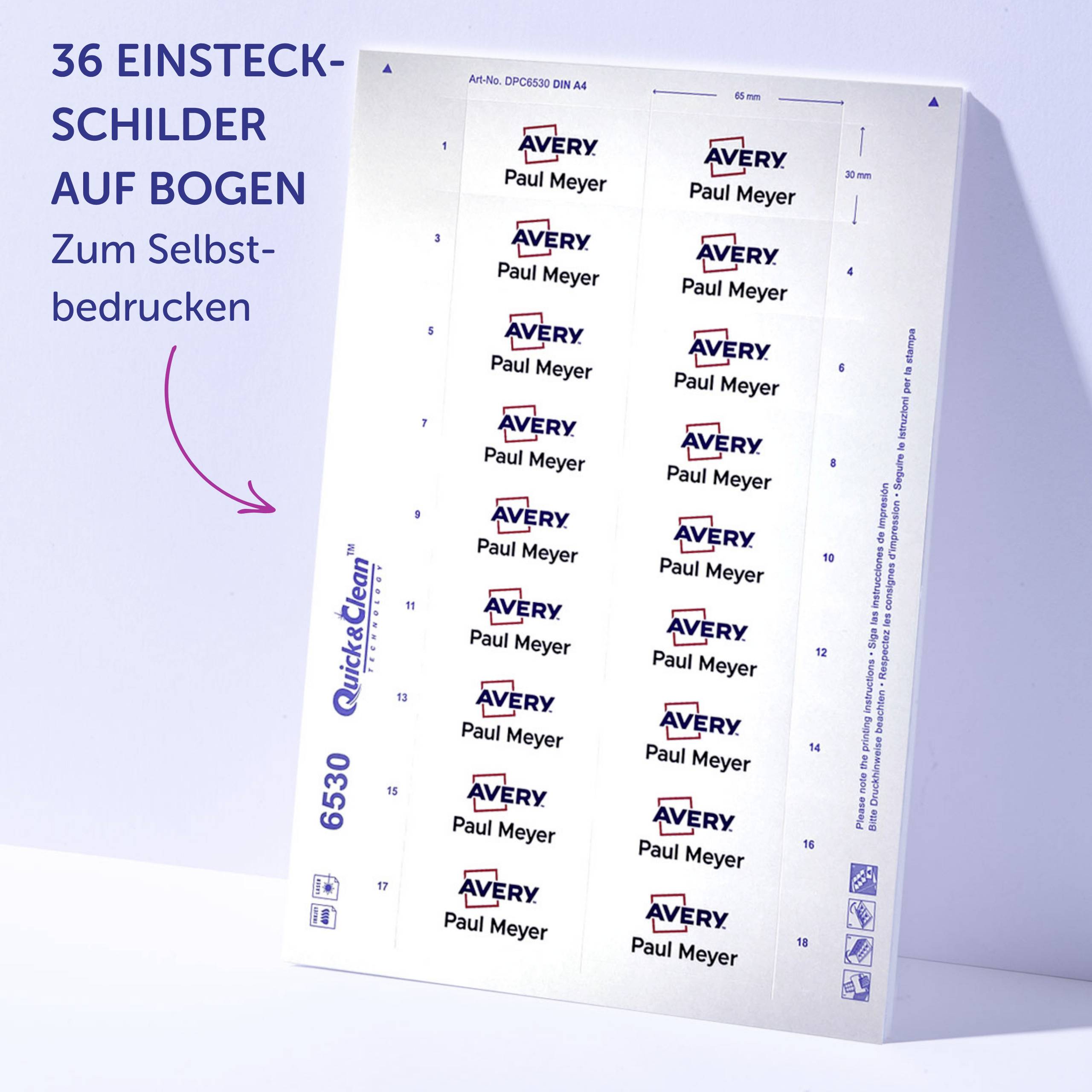 Avery-Zweckform POL30MA66-10DR Namensschild (B x H) 70mm x 30mm 10St.
