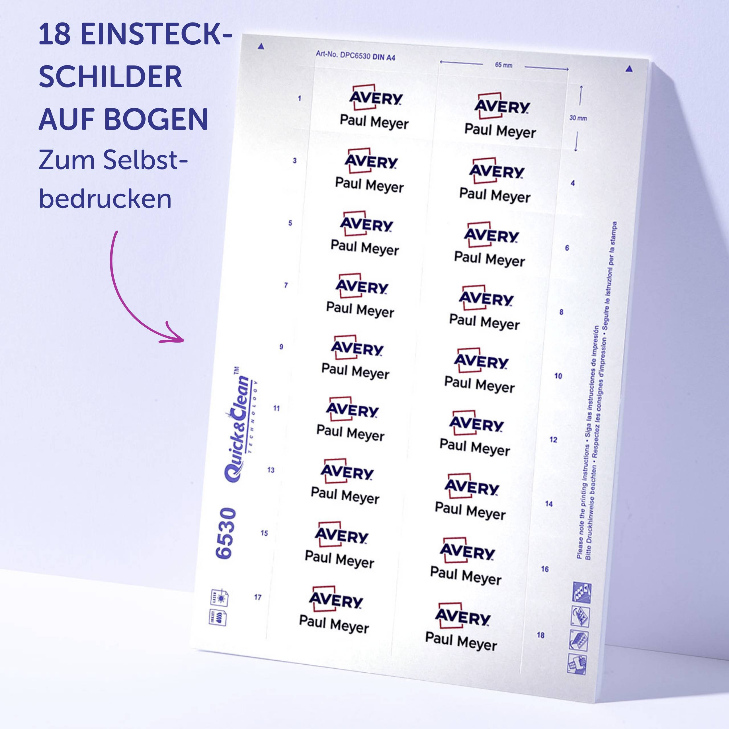 Avery-Zweckform POL30MA66-5DR Namensschild (B x H) 70mm x 30mm 5St.